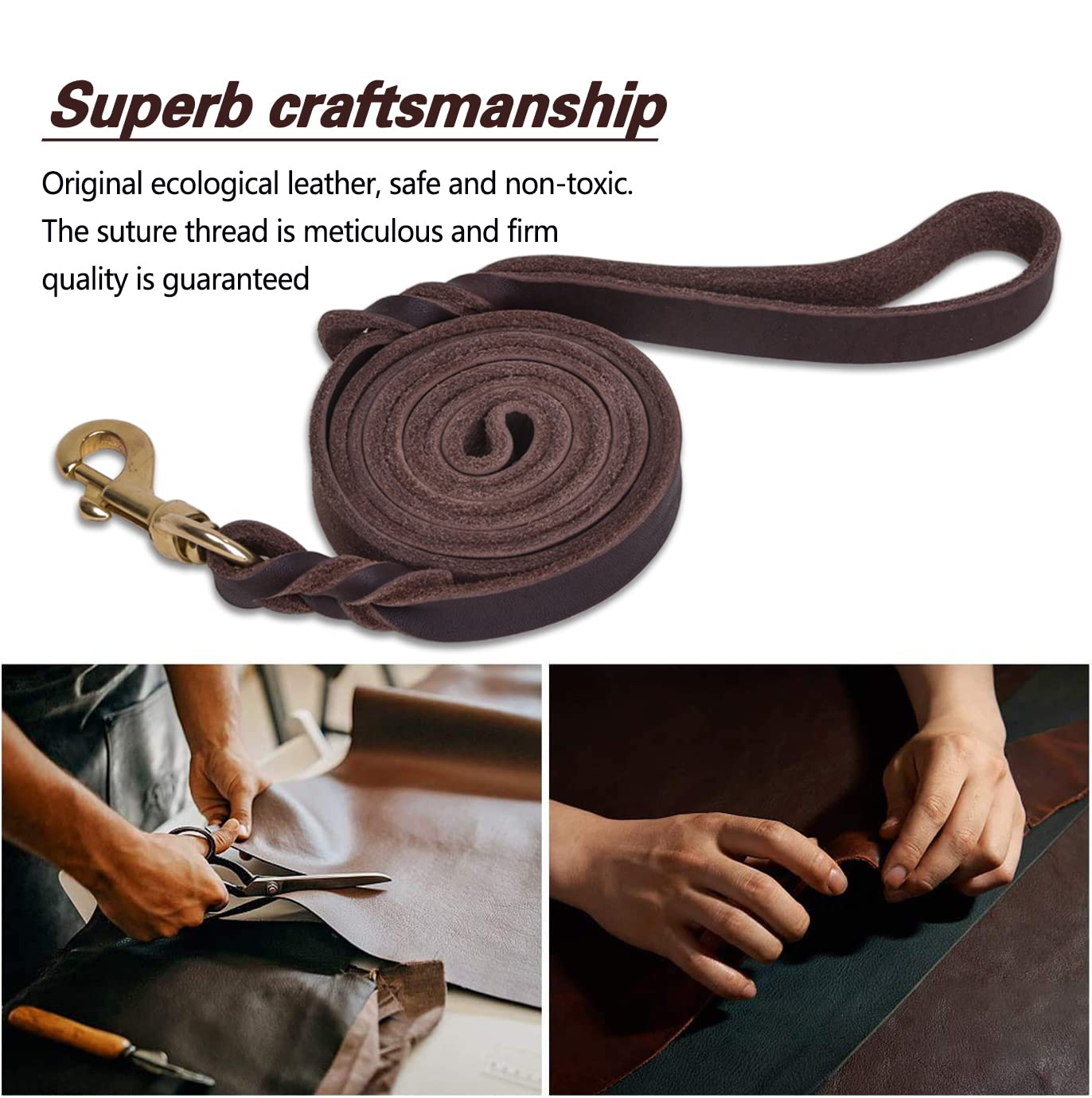 LWBMG leather dog leash training session promotes better guidance and focus.