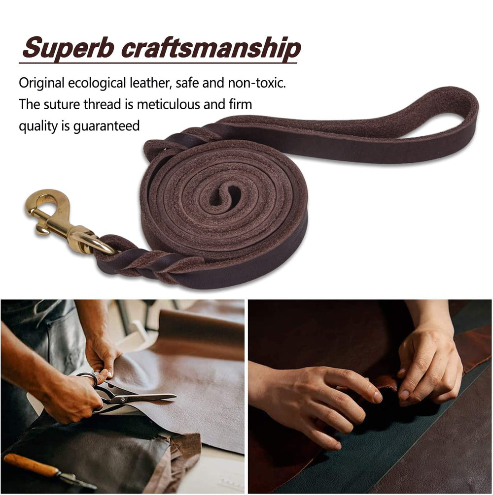 LWBMG leather dog leash training session promotes better guidance and focus.
