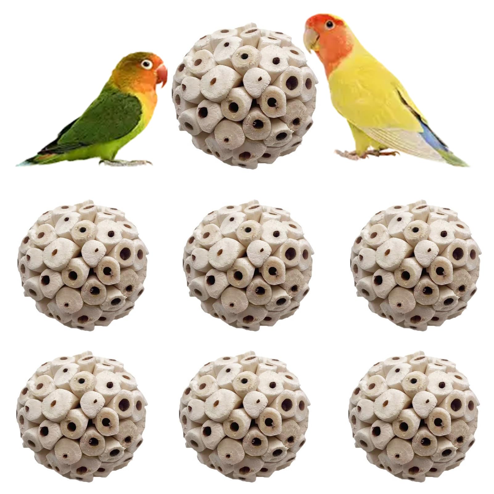 LWINGFLYER 6-piece sola-ball-toy for parrots offers engaging chewing and beak maintenance.