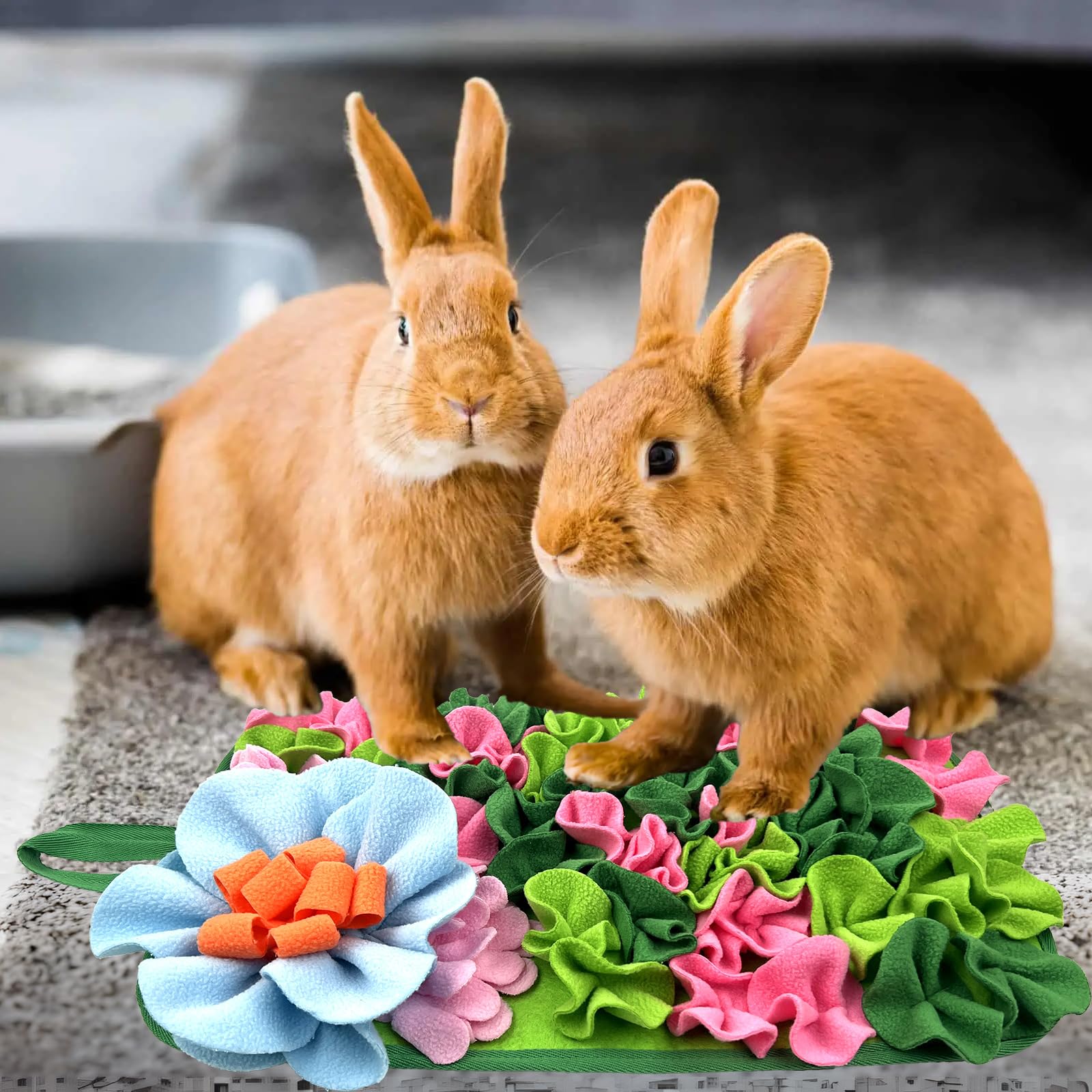 LWINGFLYER small-animals-foraging-mat-green-paws-friendly suggests safe, cozy mealtime