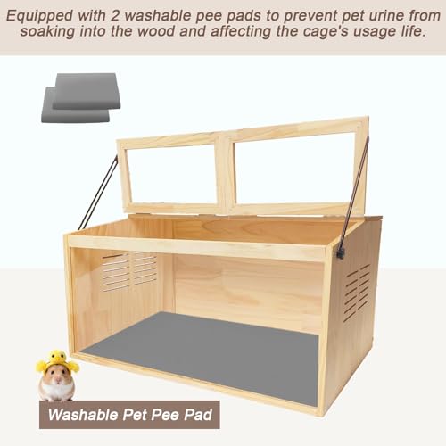 LWYMX wooden hamster cage side ventilation highlights improved airflow.