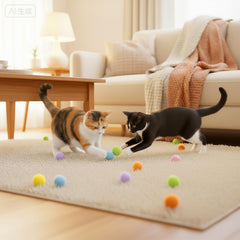 LXUEJIE cat toy balls during playtime promote interactive fun in a cozy home setting.