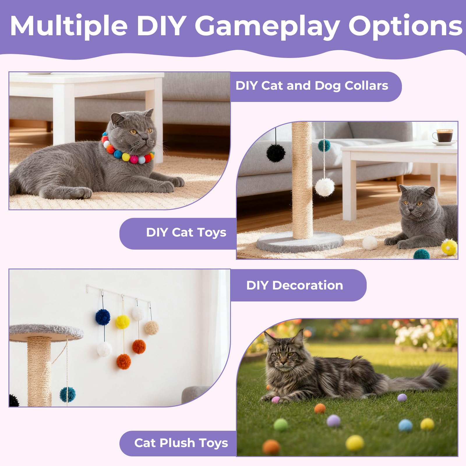 LXUEJIE Pom Poms for DIY crafts like plush collars and decorations.