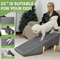 LY YJPDZSW dog ramp couch folded ottoman grey shows space-saving, multi-use design.