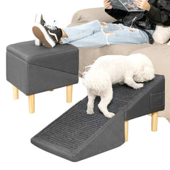 LY YJPDZSW dog ramp couch front view highlights sturdy wood frame for durable access.