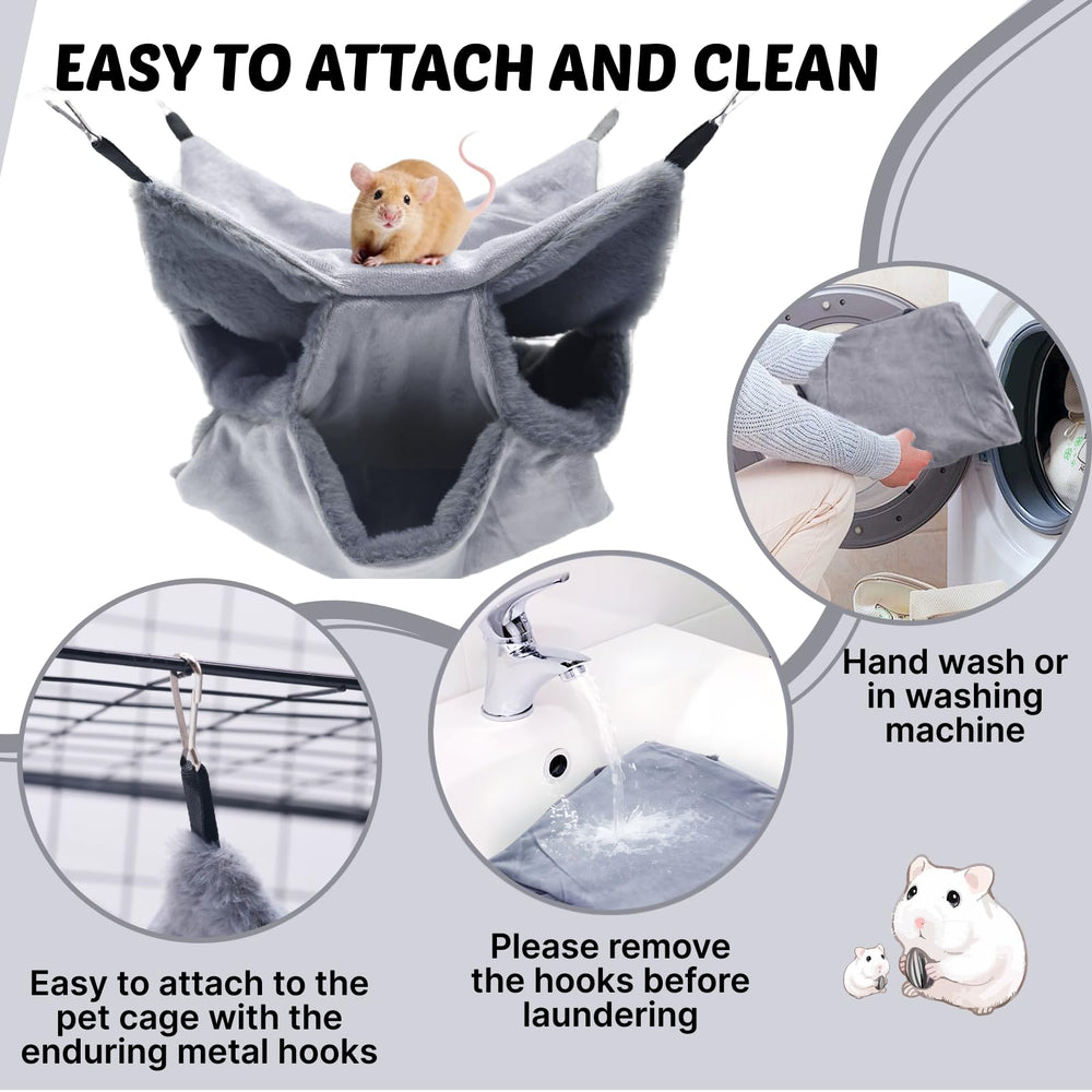 LYART sugar glider pouch hammock bed easy-attach hooks for quick, secure setup.