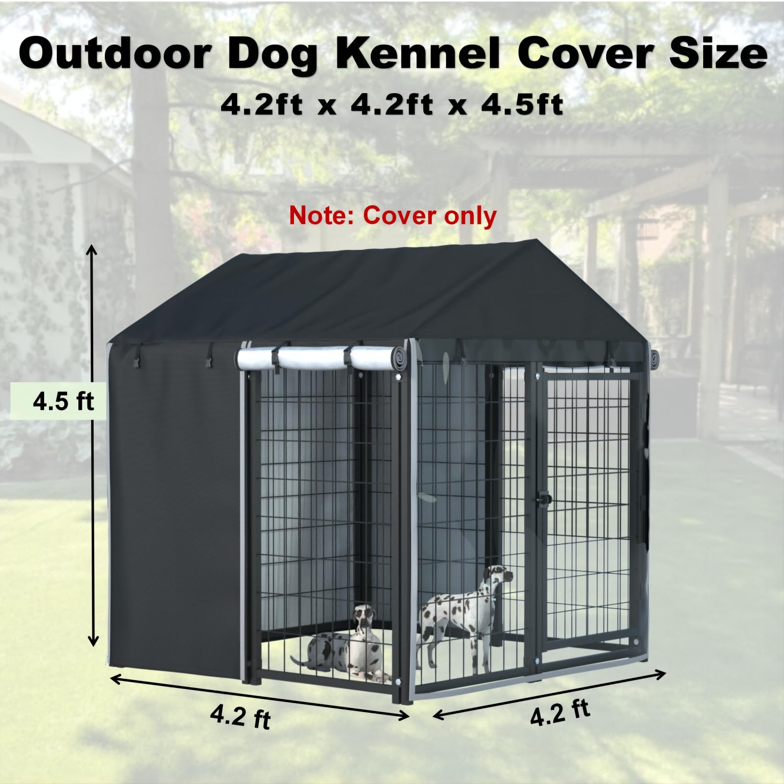 LYBOSH kennel cover side rolled image highlights adjustable airflow and summer ventilation.
