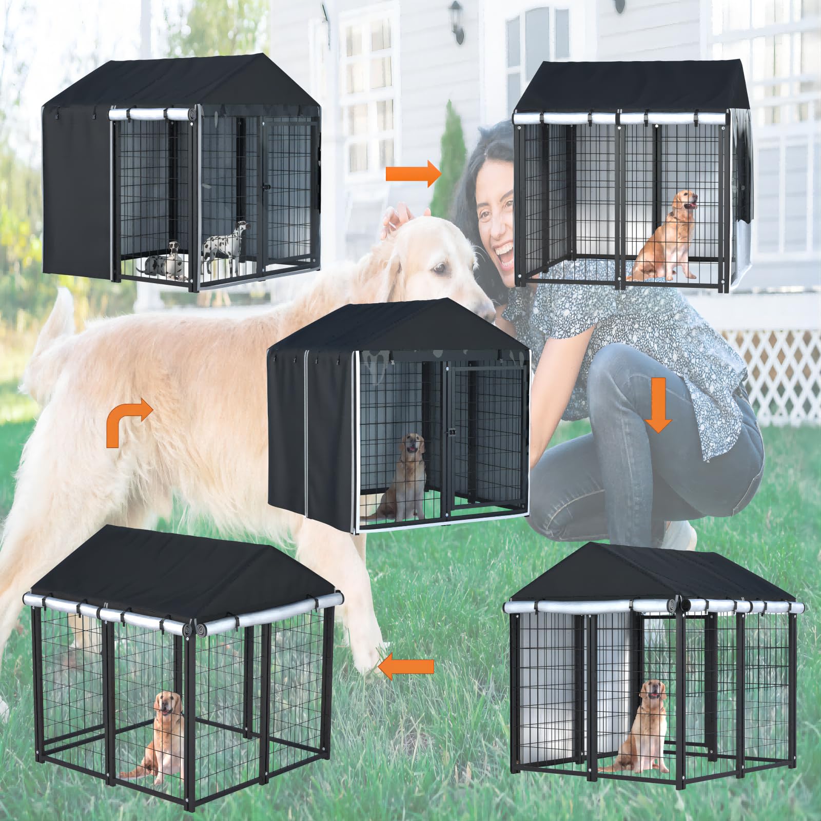 LYBOSH winter-setup image demonstrates cold-weather protection for kennels.