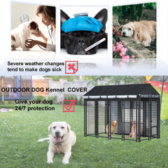 LYBOSH Outdoor Kennel Cover fabric detail highlights 600D waterproof durability.