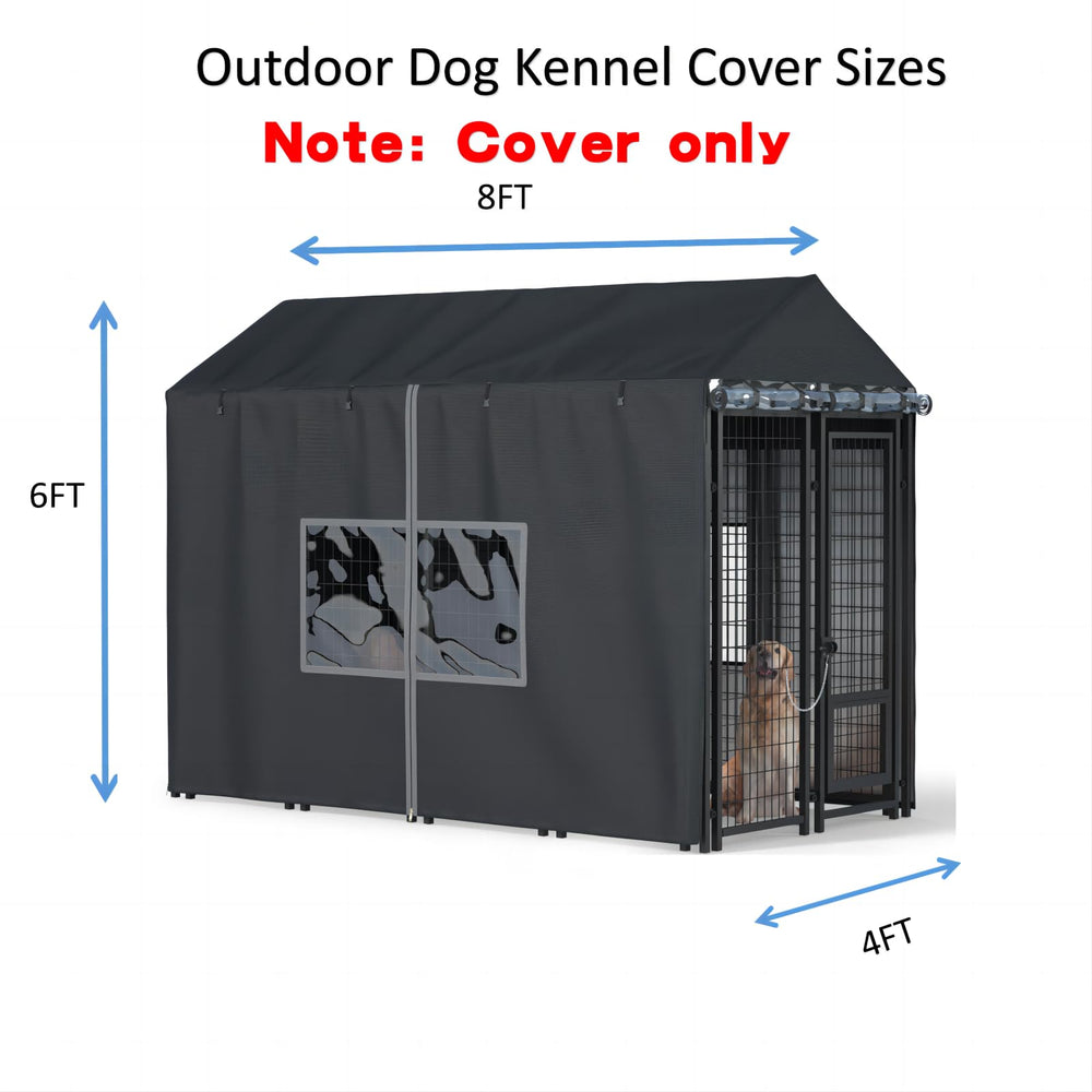 LYBOSH Outdoor Kennel Cover side vents for improved airflow and dog comfort.