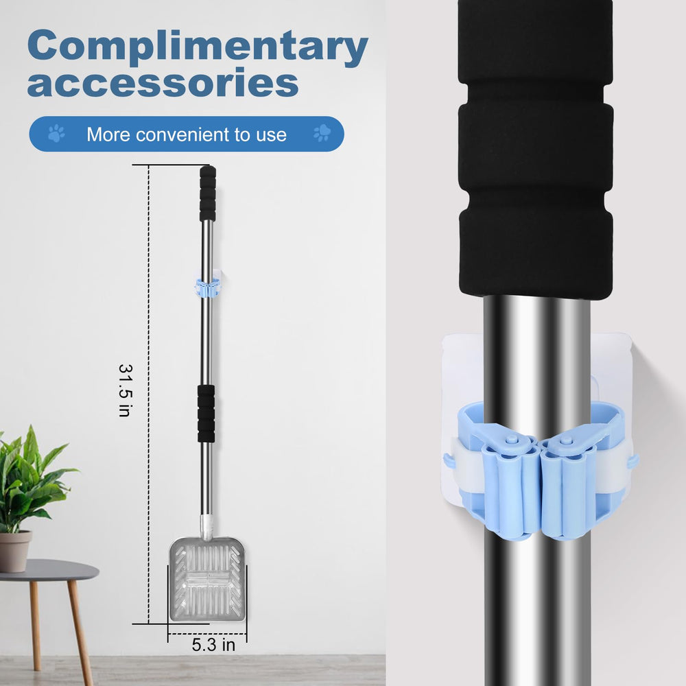 LYCC metal cat litter scoop large scoop head for deep corners and thorough cleaning.