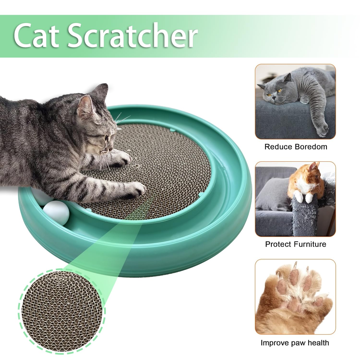 LYCTDD round cat scratcher board promotes scratching, protecting furniture with a replaceable surface