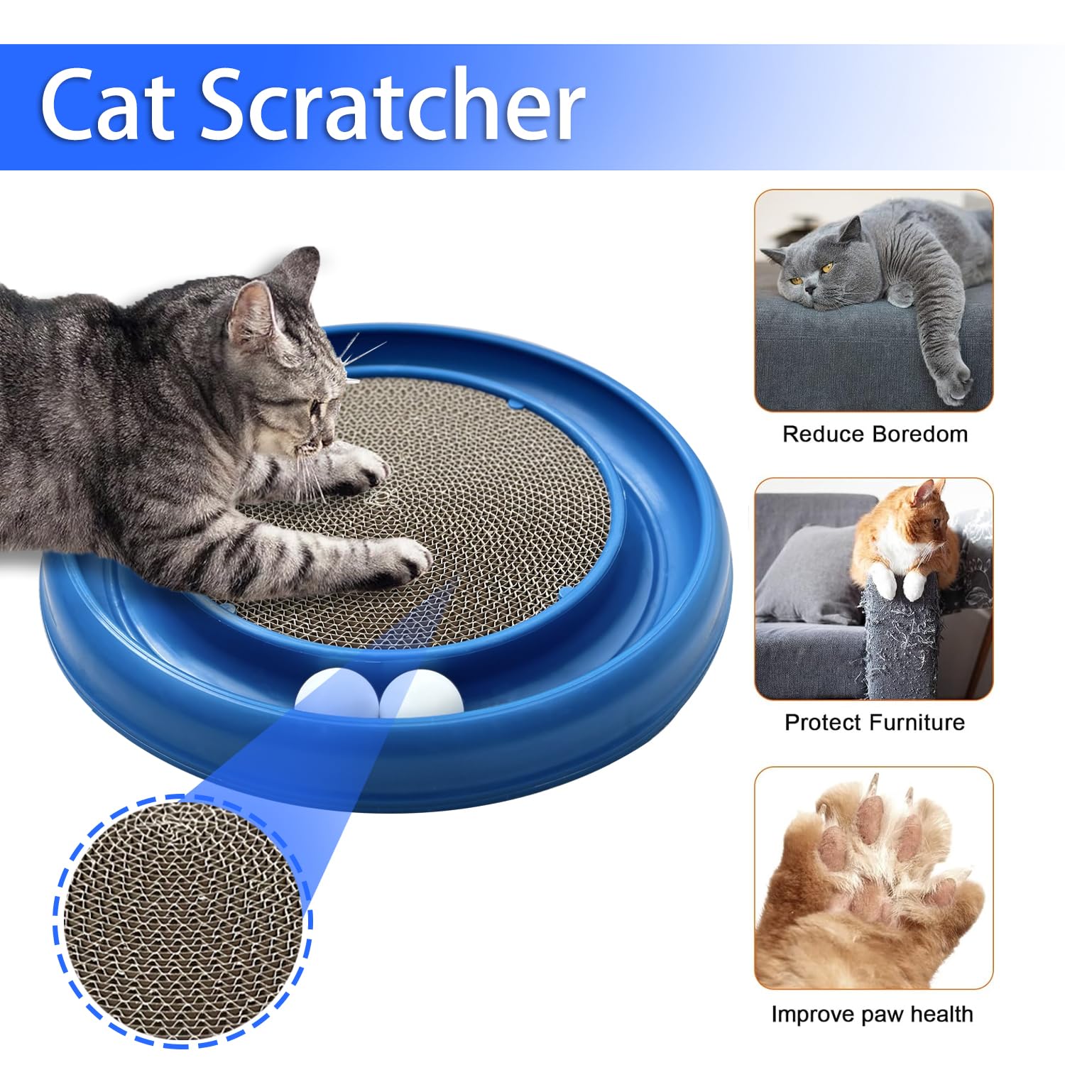 LYCTDD interactive cat ball track blue scratching pad redirects scratching