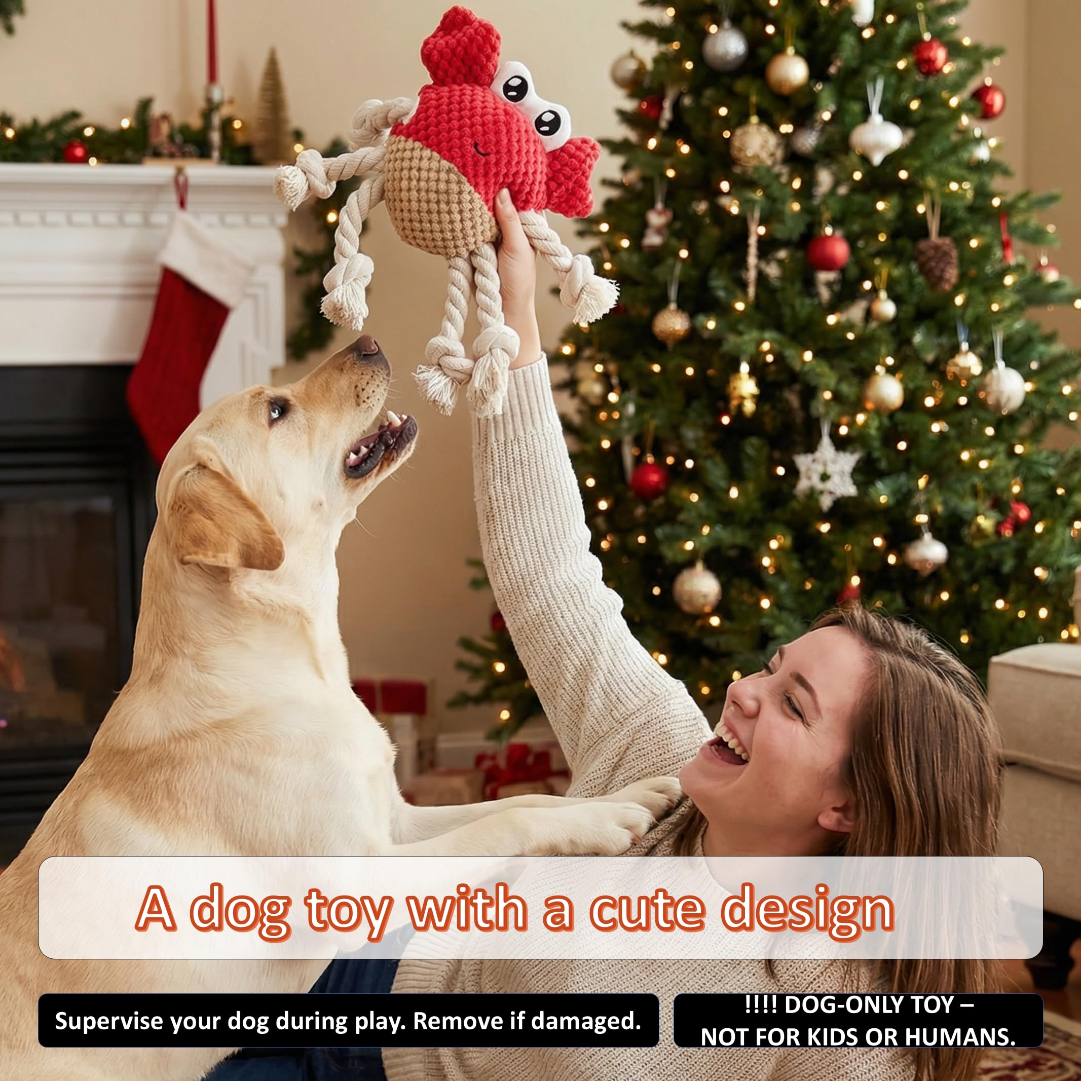 LydaPKS Squeaky Crab Toy built-in whistle enhances engagement during fetch and chew sessions.