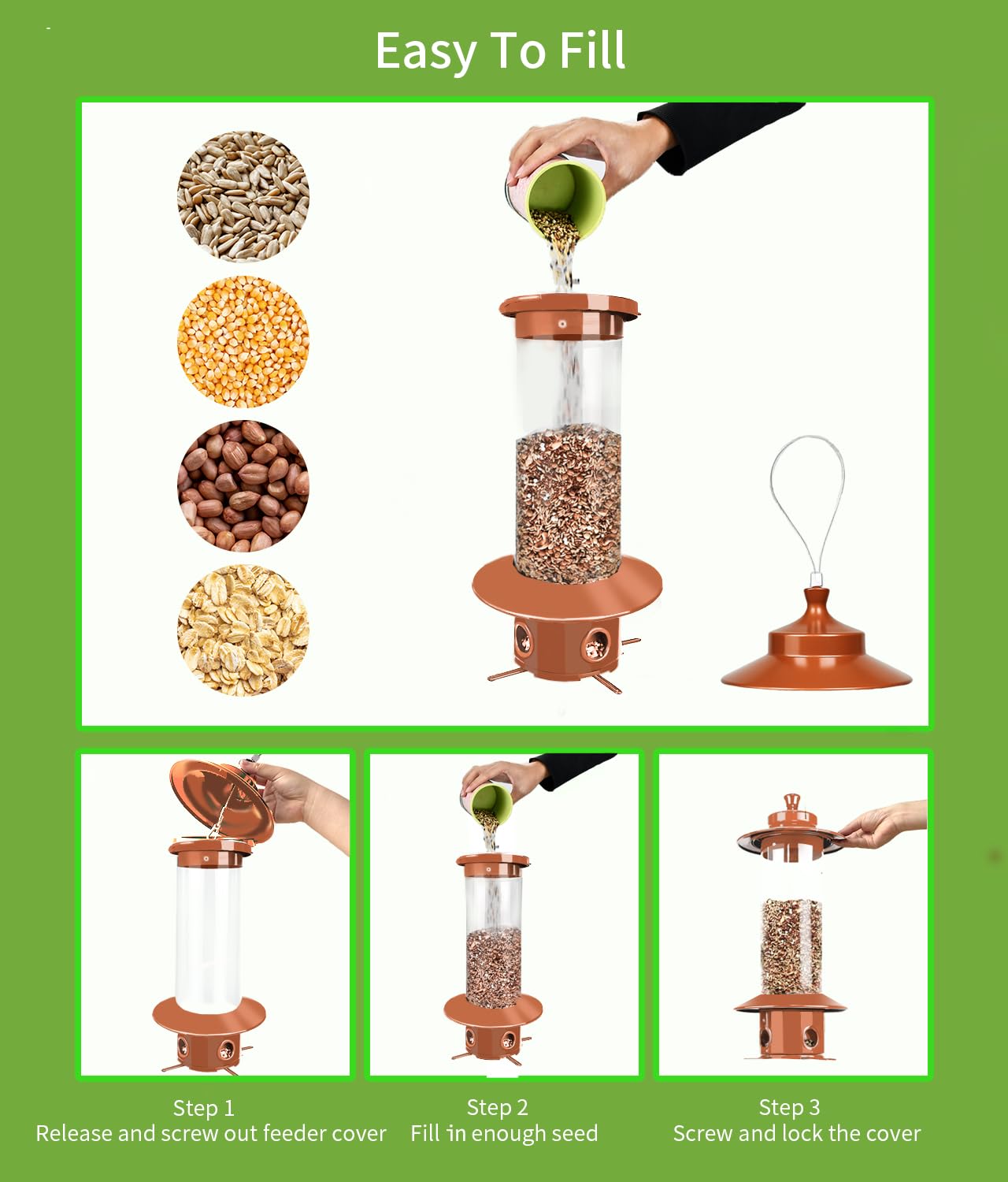LYKENTOR clear PC container image lets you check seed level at a glance.