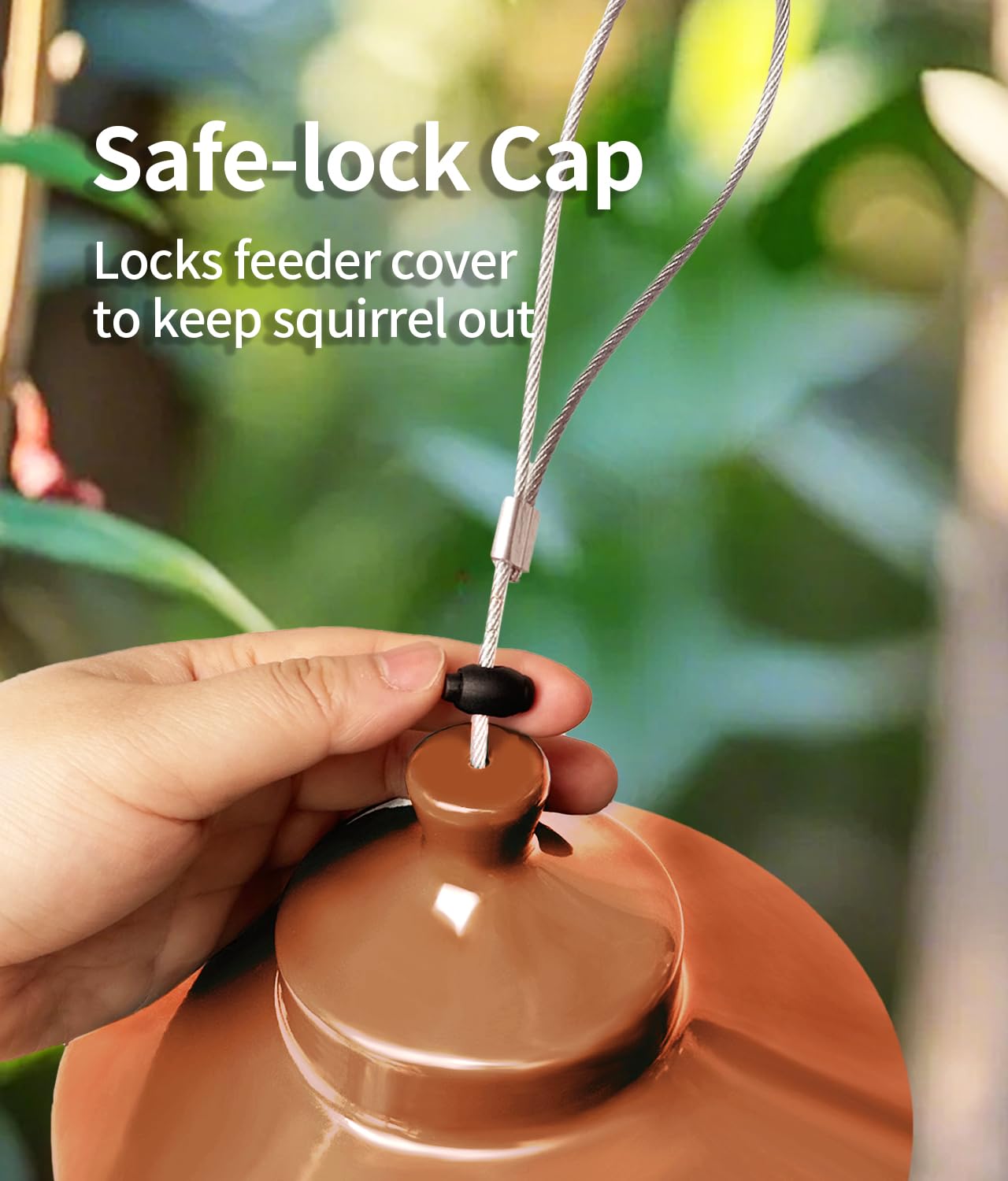 LYKENTOR outdoor hanging feeder in patio setting suits backyard birdwatching.