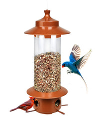 LYKENTOR squirrel-proof bird feeder roof view demonstrates seed protection from squirrels.