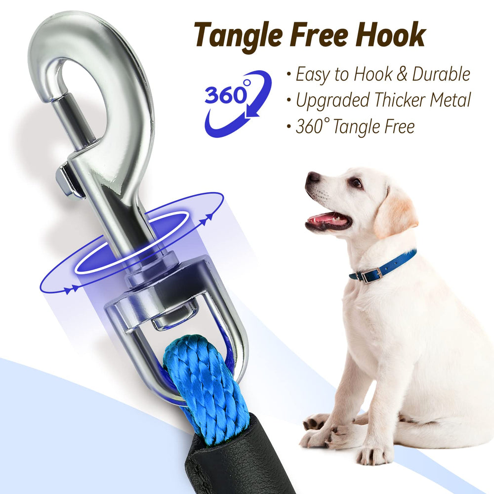 Lynxking check-cord dog leash 30ft blue long-training length