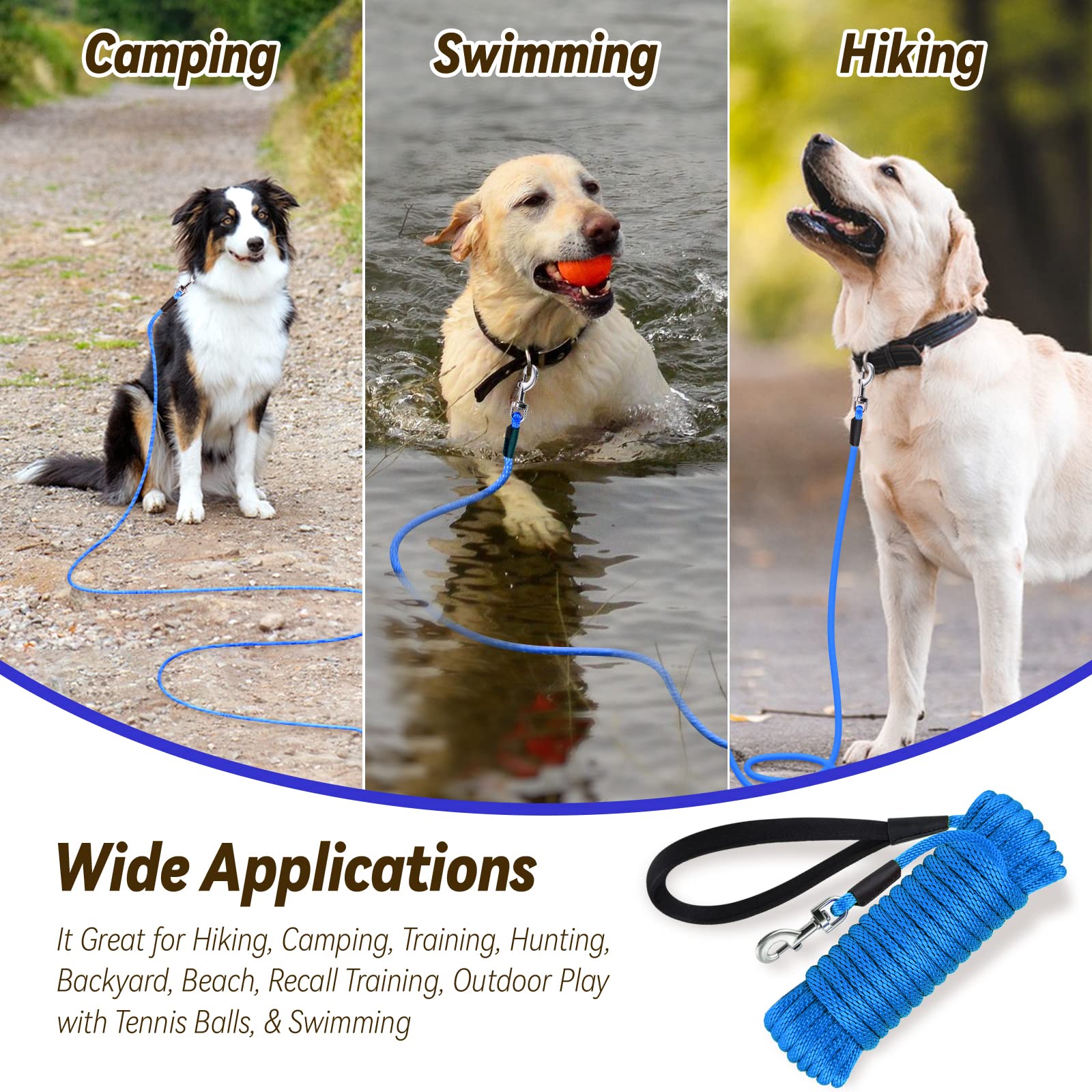 Lynxking check-cord dog leash hiking blue versatile training