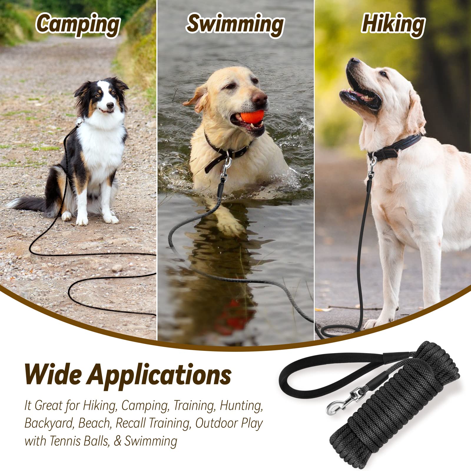 Lynxking check cord leash 360-degree rotating clasp for tangle-free use.