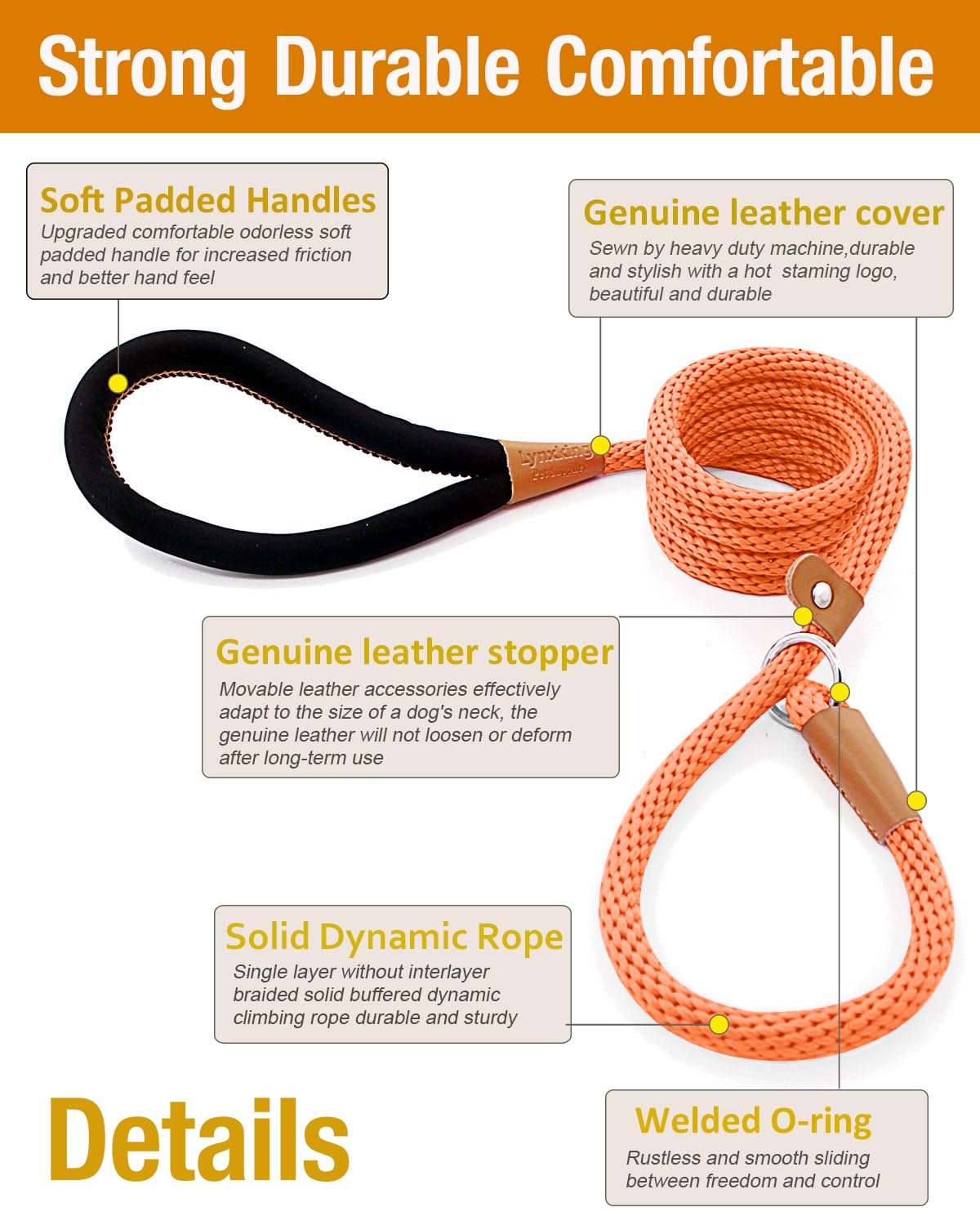 Lynxking dog leash slip lead 6ft training; versatile for walks and behavior shaping.