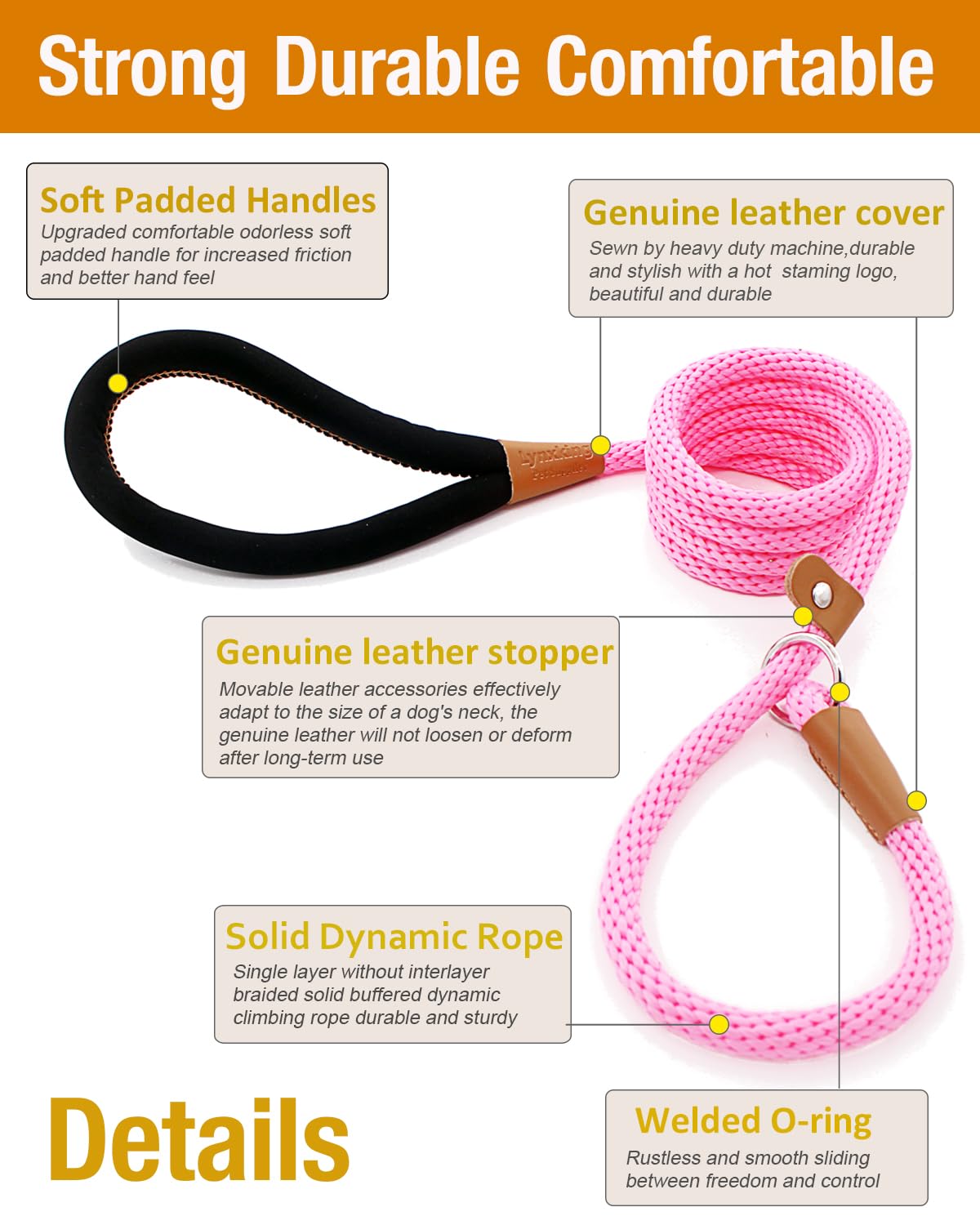 Lynxking 6ft slip lead in use with medium dog for no-pull training