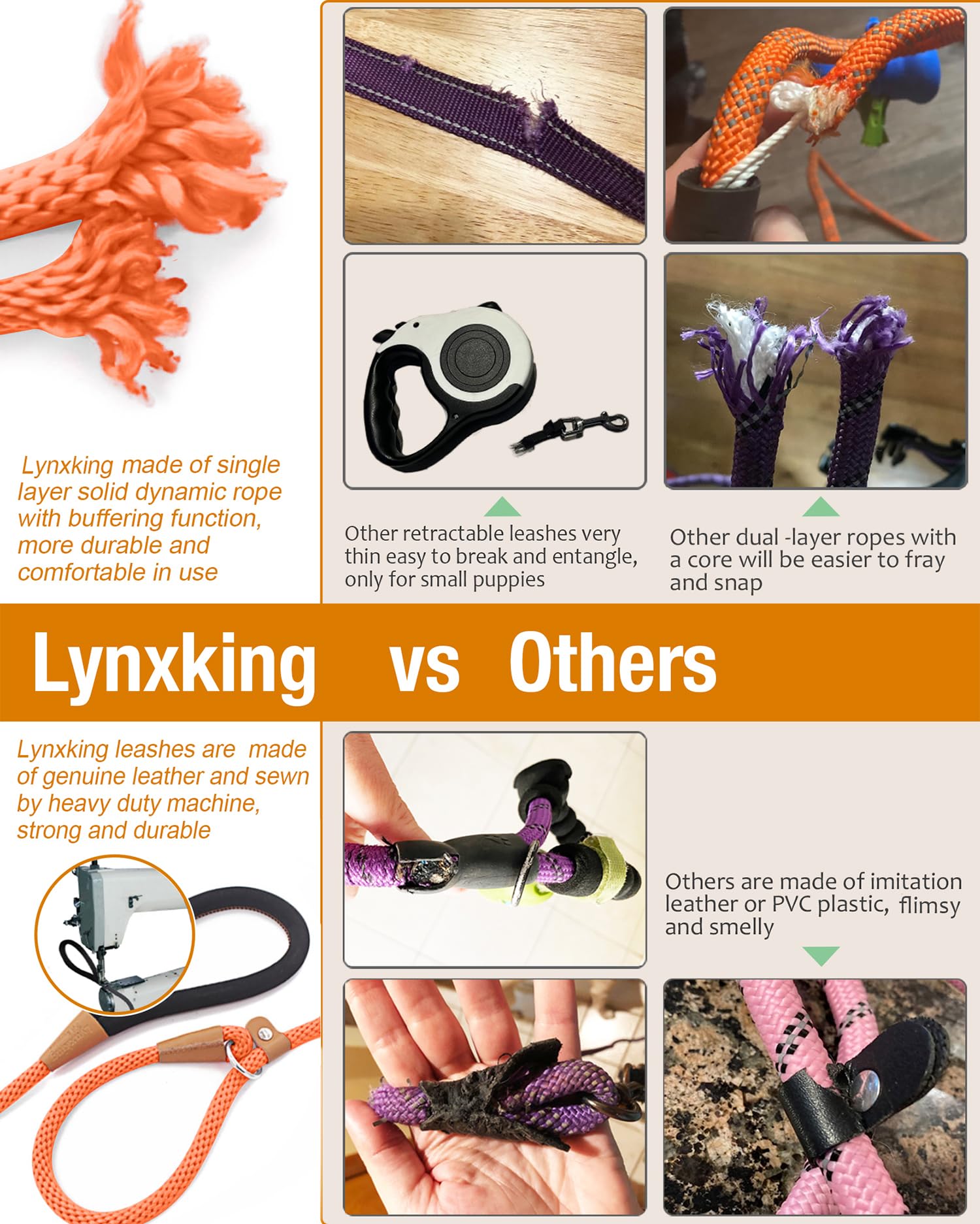 Lynxking dog leash slip lead 8ft walk; comfortable grip during outdoor adventures.