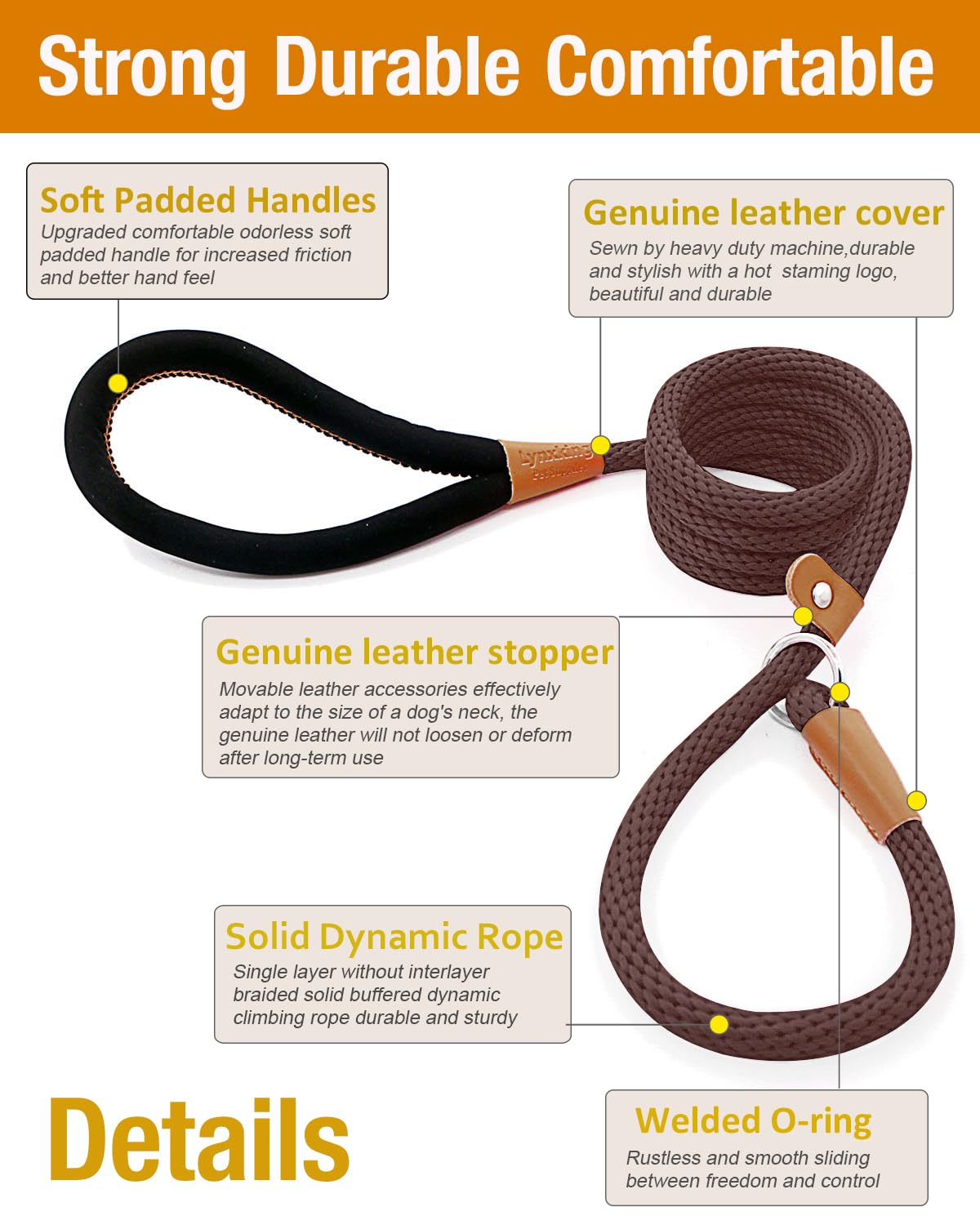 Lynxking dog leash slip lead heavy-duty braided nylon handles tough training sessions with confidence