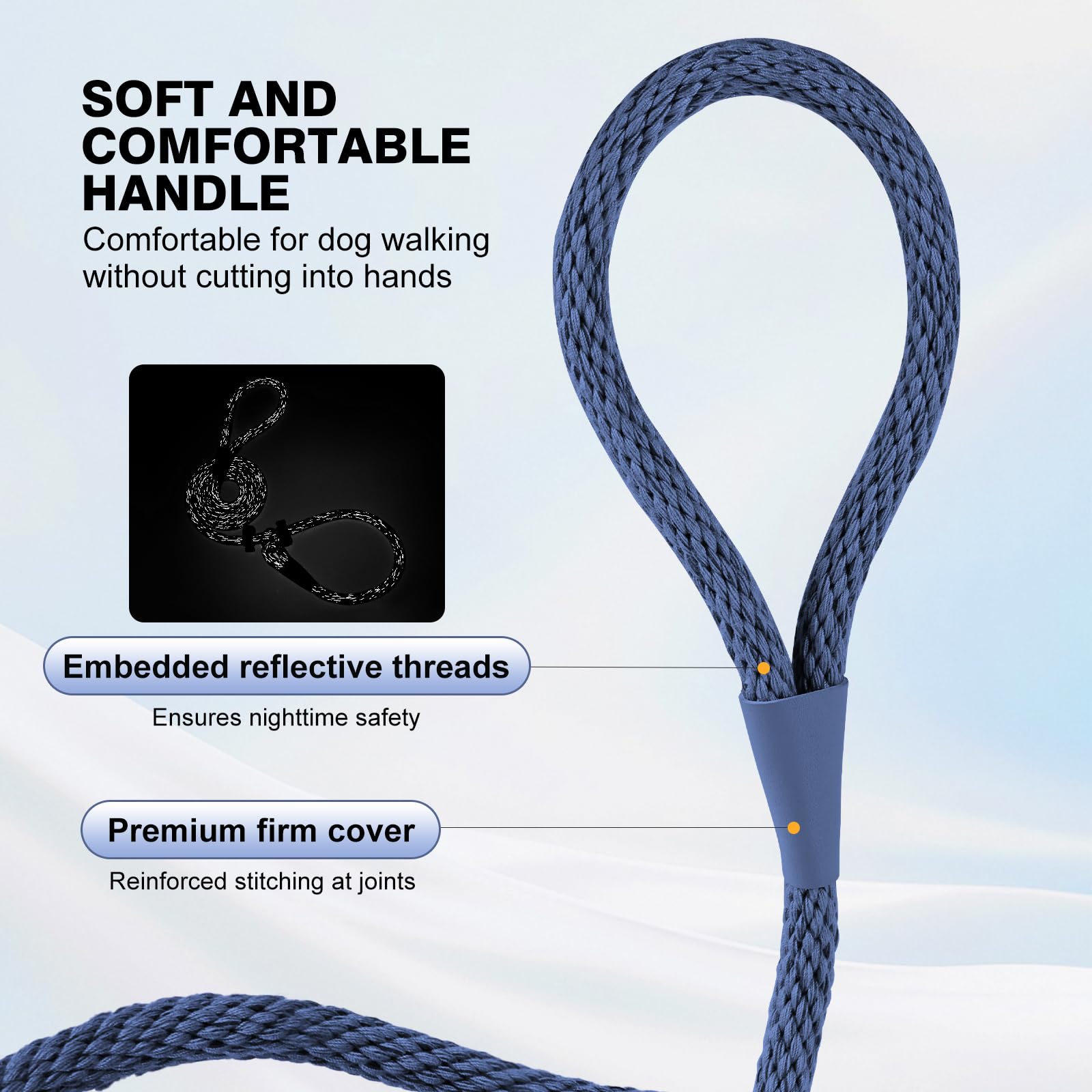 Lynxking slip lead with leather knot cover reinforces durability during outdoor use.
