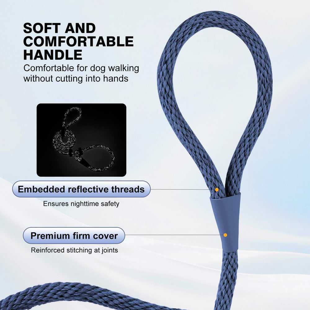 Lynxking slip lead with leather knot cover reinforces durability during outdoor use.