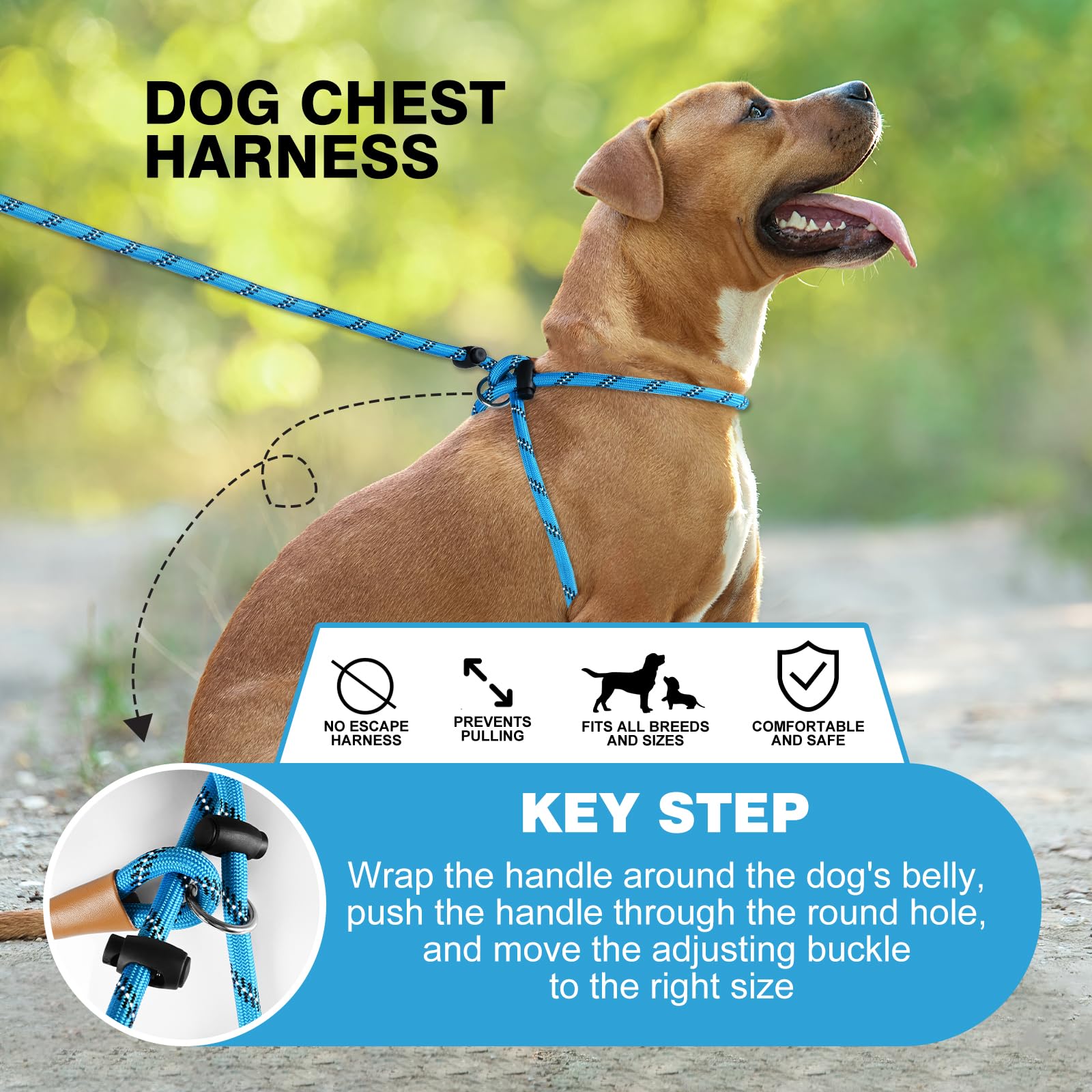 Lynxking large-dog adjustable harness showing 1/2 inch rope for secure support