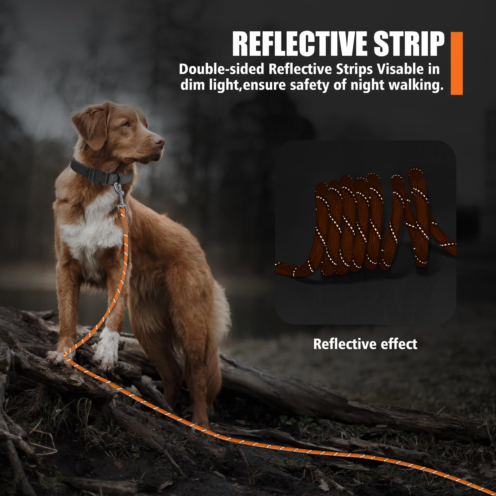 Lynxking long dog leash heavy-duty clip secures attachment on walks