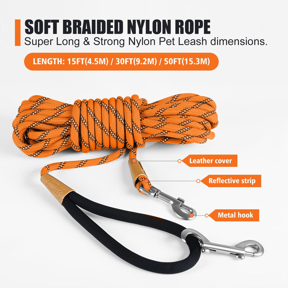 Lynxking long dog leash reflective straps improve night visibility
