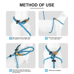 Lynxking no-pull rope dog harness side view with adjustable straps for secure fit