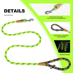 Lynxking rope dog leash 6ft padded handle delivers comfortable grip during strong pulls