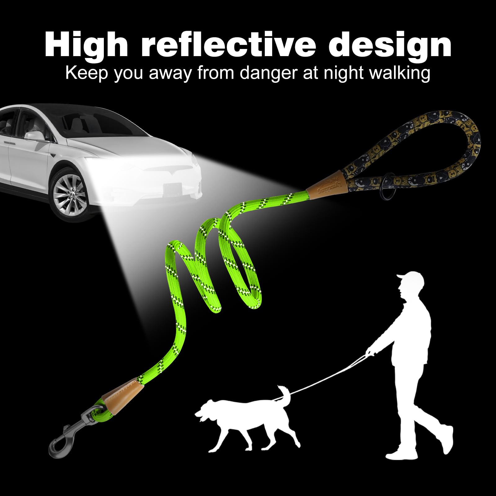 Lynxking rope dog leash 6ft heavy-duty nylon rope stands up to frequent use during workouts