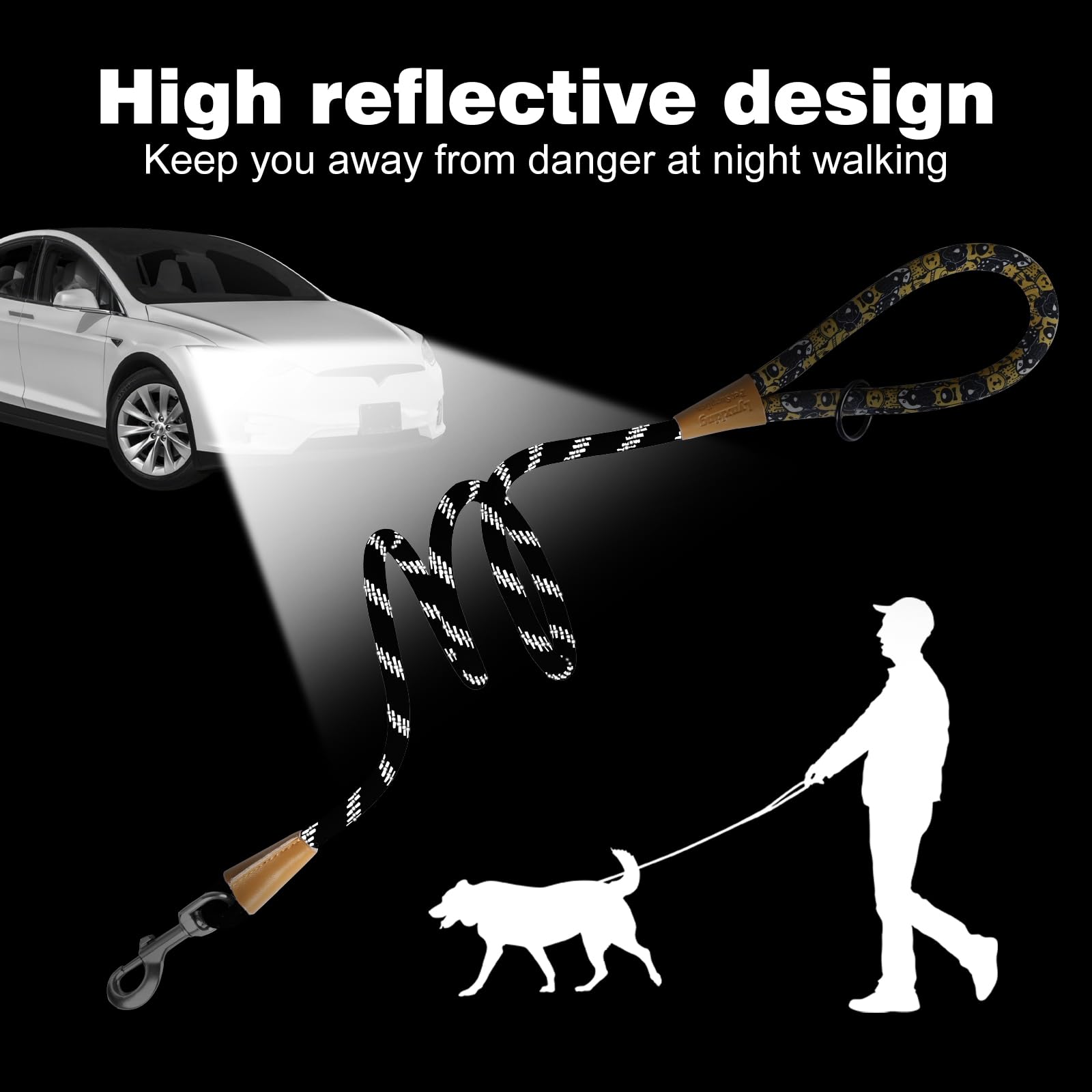 Lynxking Rope Dog Leash made of durable nylon rope for reliable daily use.