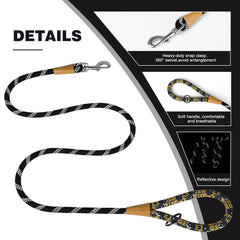 Lynxking Rope Dog Leash with reflective threads for safer night walks.