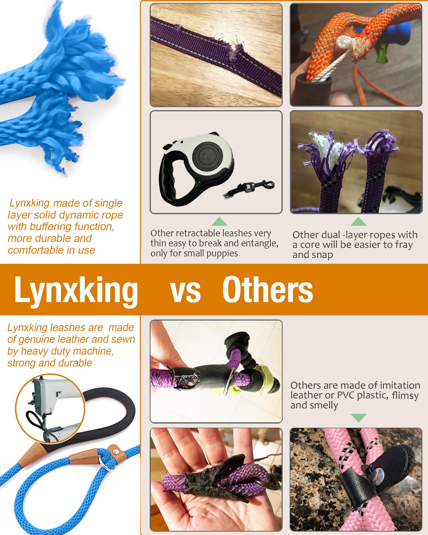 Lynxking Slip Lead showing adjustable loop and leather stopper for easy on-off.