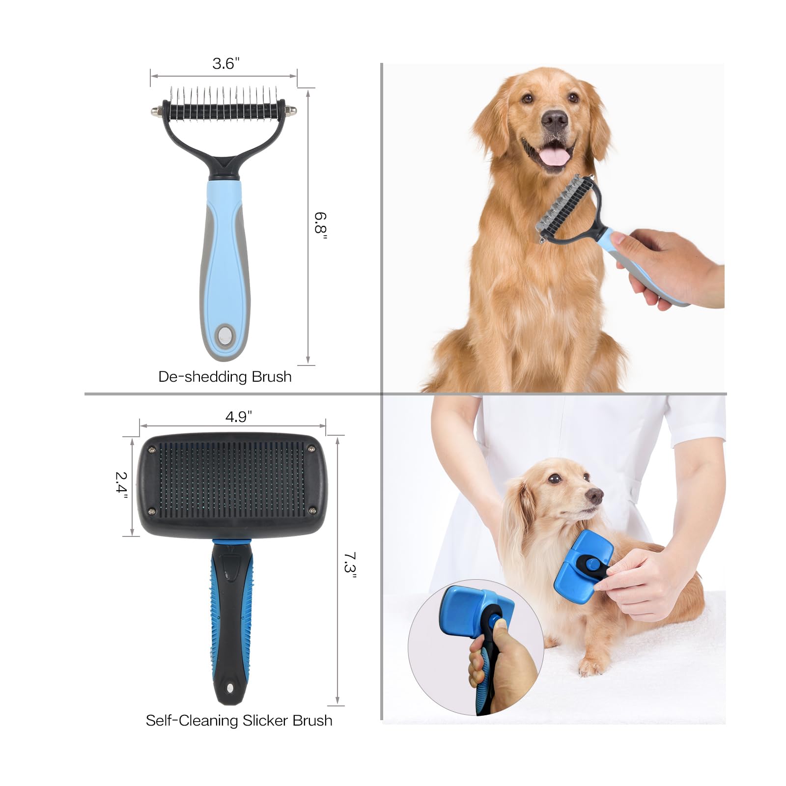 LYONGSMENT dog grooming comb helps remove loose hair and debris for a smoother coat.