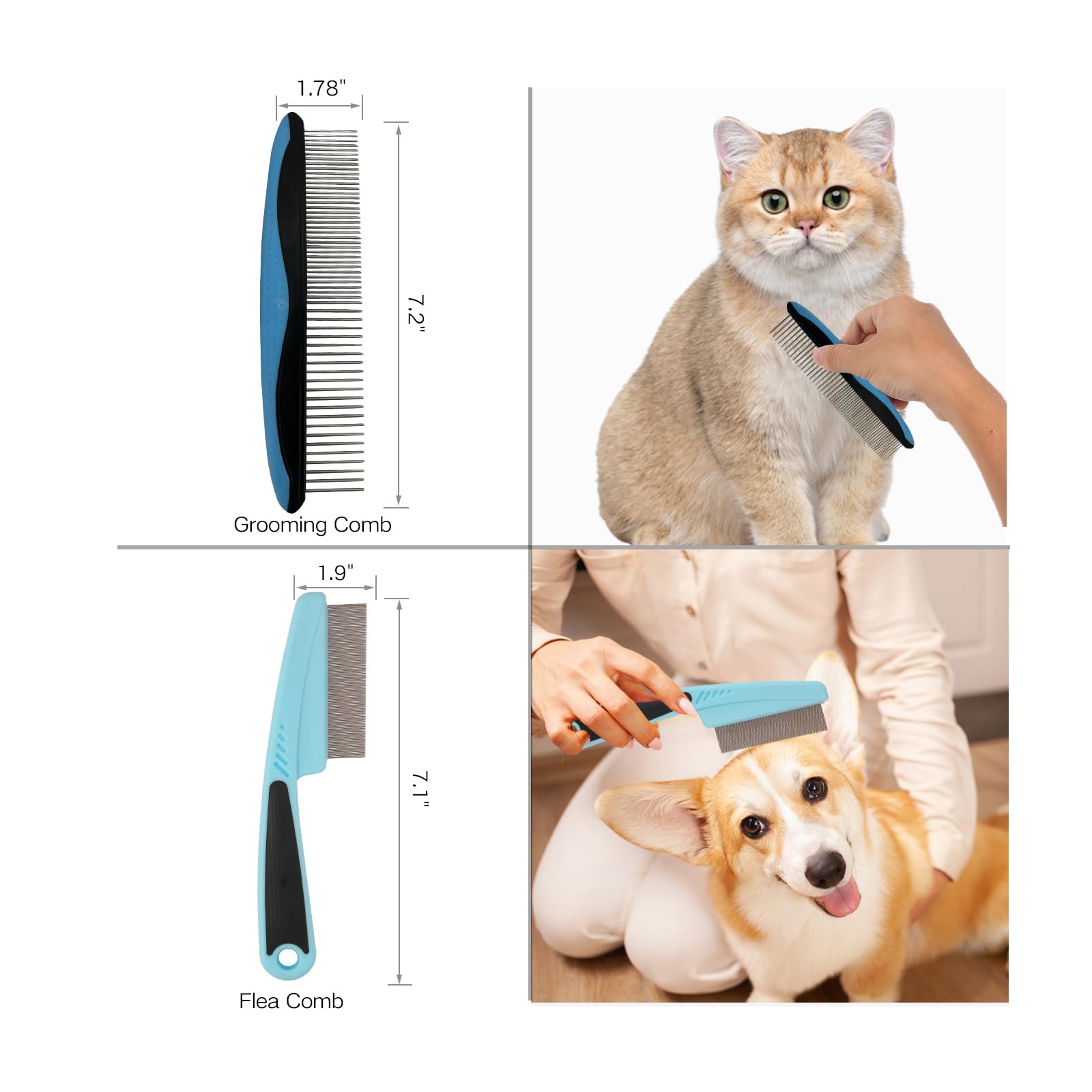 LYONGSMENT flea comb removes fleas and eggs for a healthier-feeling pet coat.