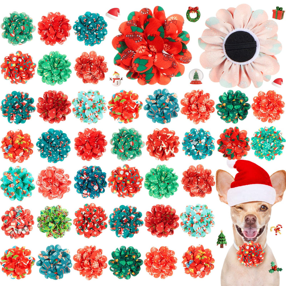 Lyrow Christmas dog collar flowers collection offers festive designs for charming pet outfits.