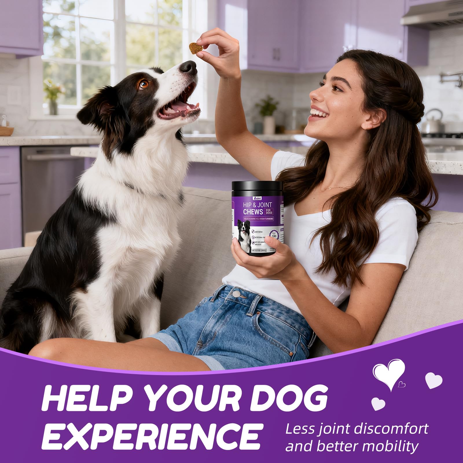 Lysimi dog arthritis-friendly chews closeup for daily comfort and mobility.
