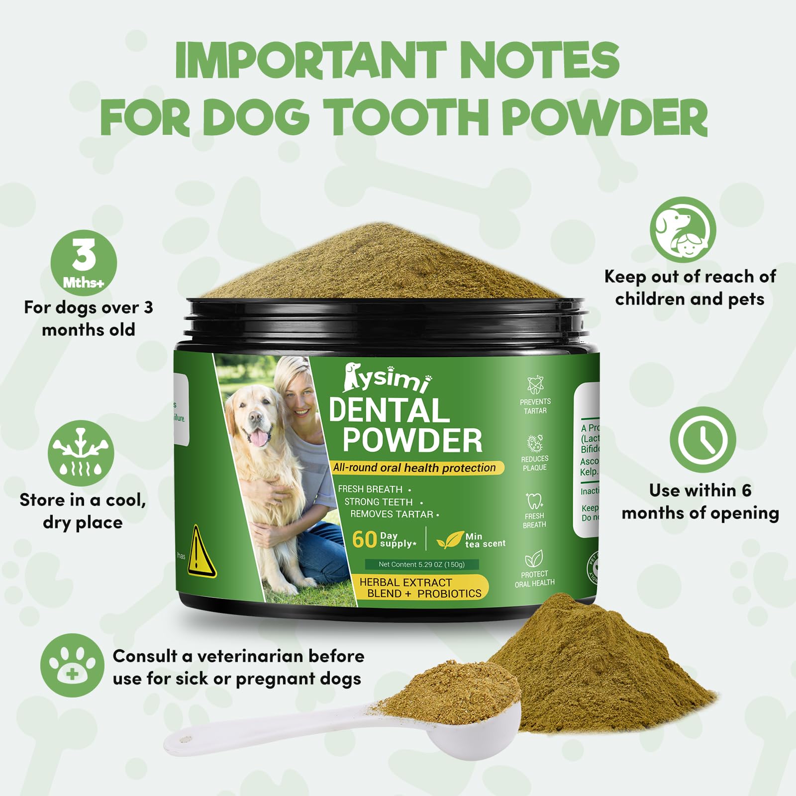 Lysimi dog dental powder teething-friendly formula in a bottle