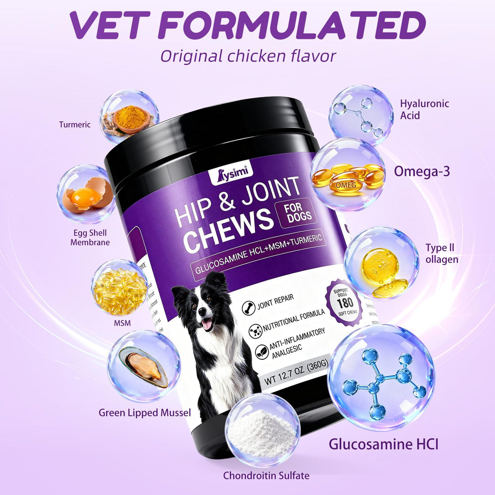 Lysimi dog joint chews chicken flavor for tasty daily comfort and mobility.