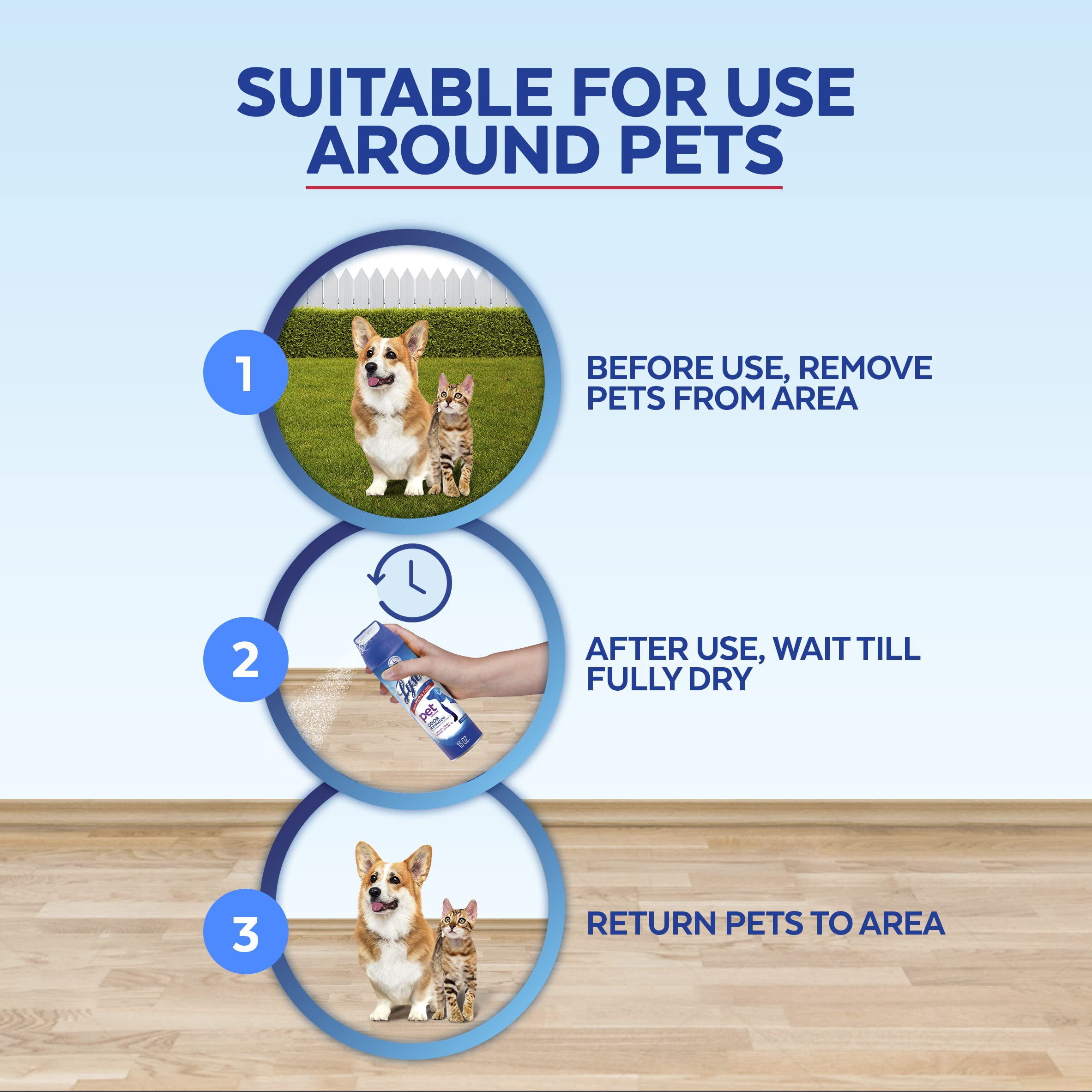Lysol Pet Odor Eliminator on soft furnishings helps refresh pet prone areas.