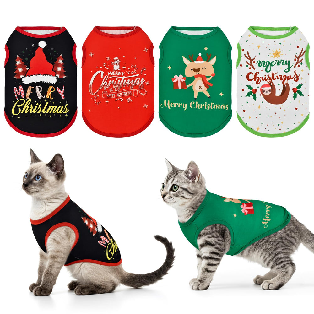 LyssKMK Christmas dog shirts 4-pack, front view, festive photo-ready fit.