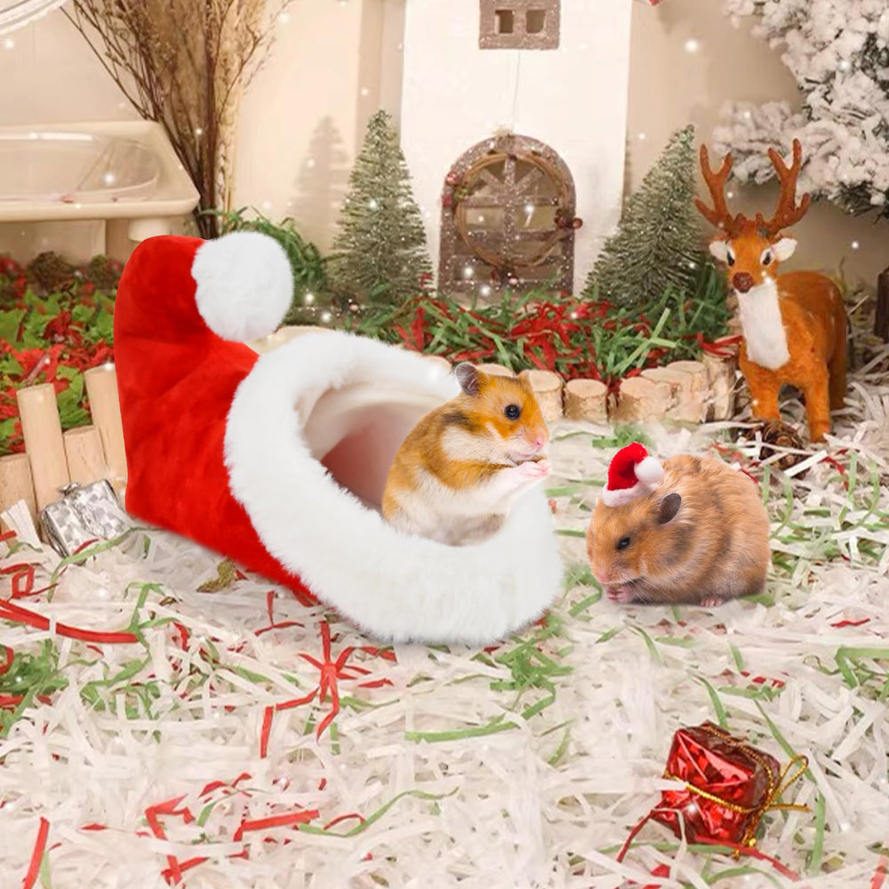 LyssKMK Santa Shoe Hamster Bed festive design adds Christmas cheer.