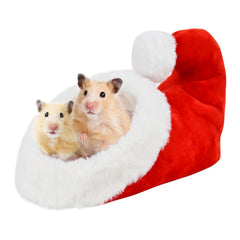LyssKMK Santa Shoe Hamster Bed front view shows a cozy resting space.