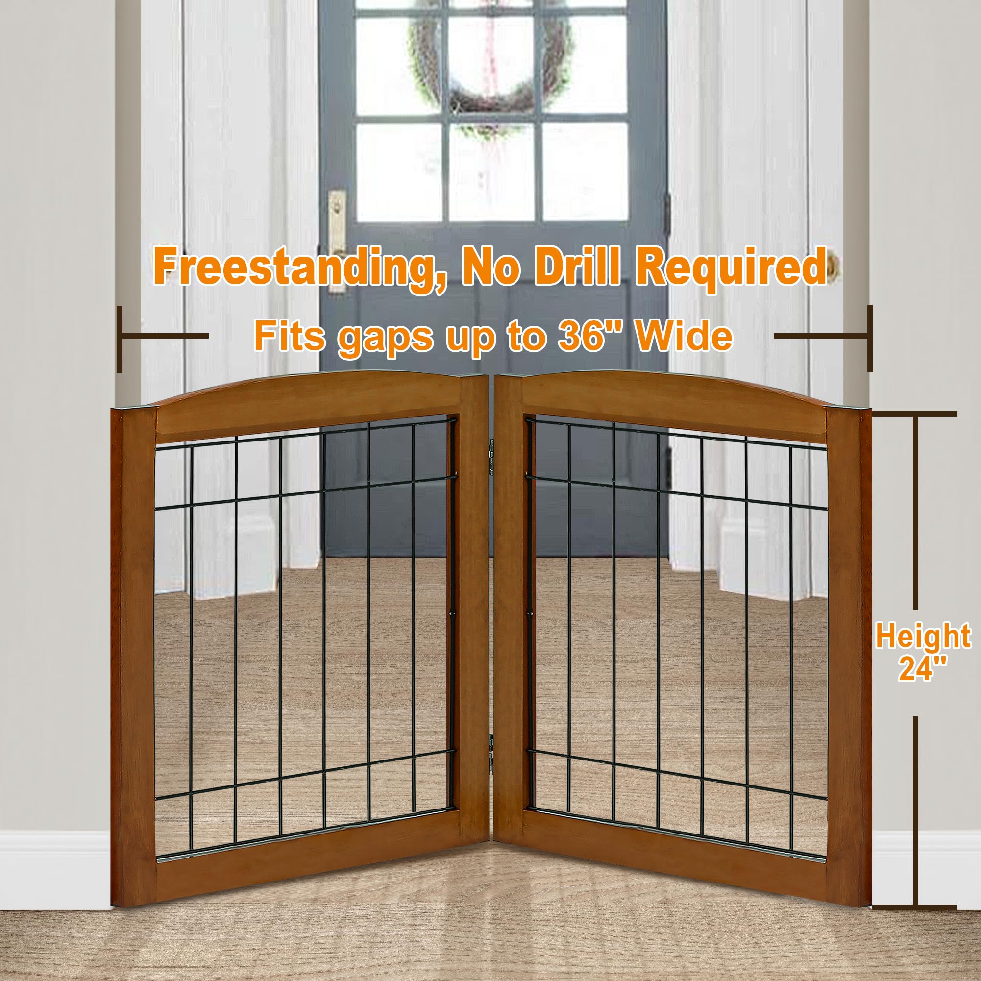 LZRS cherry wood gate installed in a doorway for pet containment.